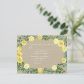 Geel  Roos Elegant Wedding Briefkaart (Staand voorkant)