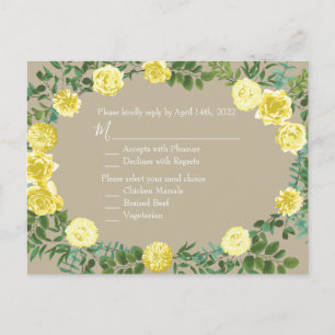 Geel  Roos Elegant Wedding Briefkaart