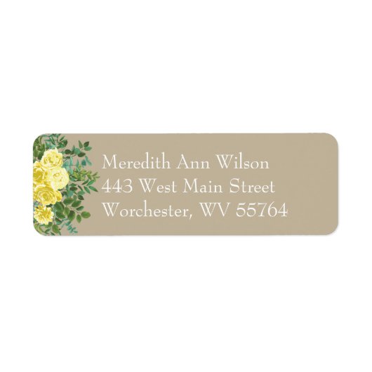 Geel Roos Elegant Wedding Etiket (Voorkant)