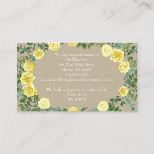 Geel Roos Elegant Wedding Informatiekaartje