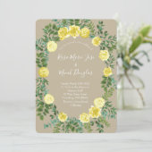 Geel  Roos Elegant Wedding Kaart (Staand voorkant)
