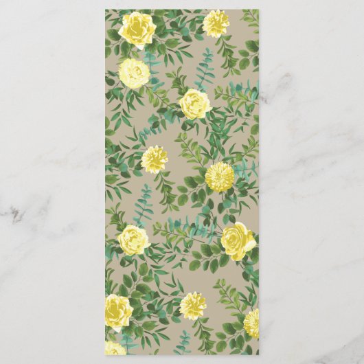 Geel  Roos Elegant Wedding Menu (Achterkant)