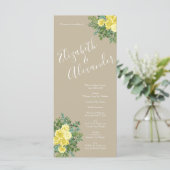 Geel Roos Elegant Wedding Menu (Staand voorkant)