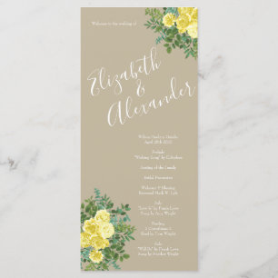 Geel  Roos Elegant Wedding Menu