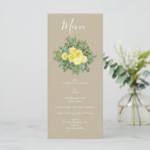 Geel Roos Elegant Wedding Menu (Staand voorkant)