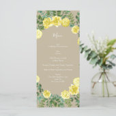 Geel Roos Elegant Wedding Menu (Staand voorkant)