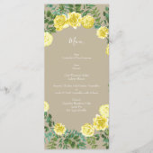 Geel Roos Elegant Wedding Menu (Voorkant)