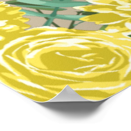 Geel  Roos Elegant Wedding Poster (Hoek)