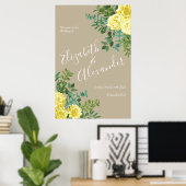 Geel  Roos Elegant Wedding Poster (Thuiskantoor)