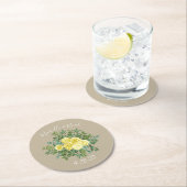 Geel Roos Elegant Wedding Ronde Kartonnen Onderzetter (Insitu)