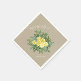 Geel Roos Elegant Wedding Servet
