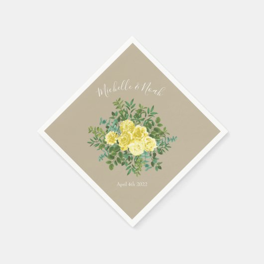 Geel Roos Elegant Wedding Servet (Hoek)