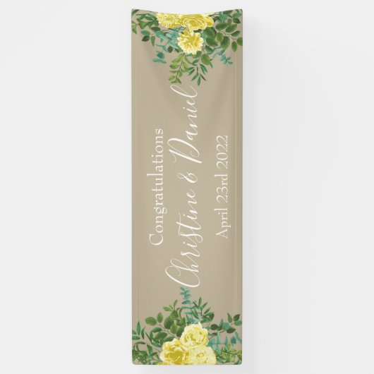 Geel  Roos Elegant Wedding Spandoek (Verticaal)