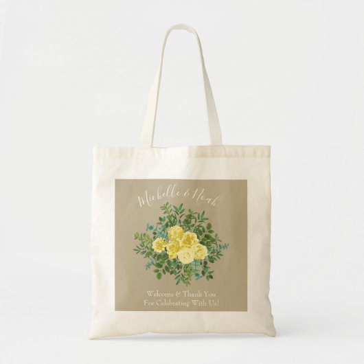Geel  Roos Elegant Wedding Tote Bag (Voorkant)