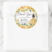 Geel Roos Floral Butterflies Princess Favor Ronde Sticker (Tas)