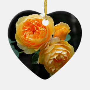 Geel Roos Keramisch Ornament