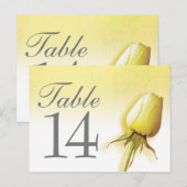 Geel roos knop bruiloft tafel nummer briefkaart (Voorkant / Achterkant)