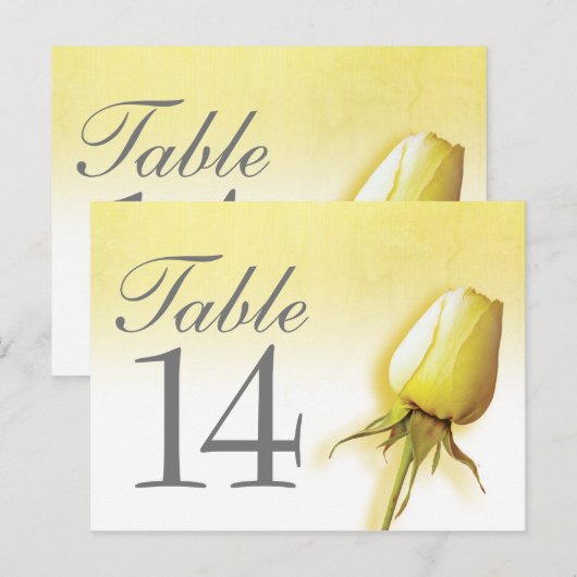 Geel roos knop bruiloft tafel nummer briefkaart (Voorkant / Achterkant)