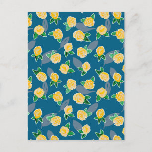 Geel Roos op blauw Briefkaart