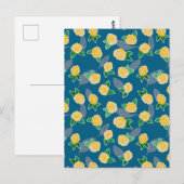 Geel Roos op blauw Briefkaart (Voorkant / Achterkant)