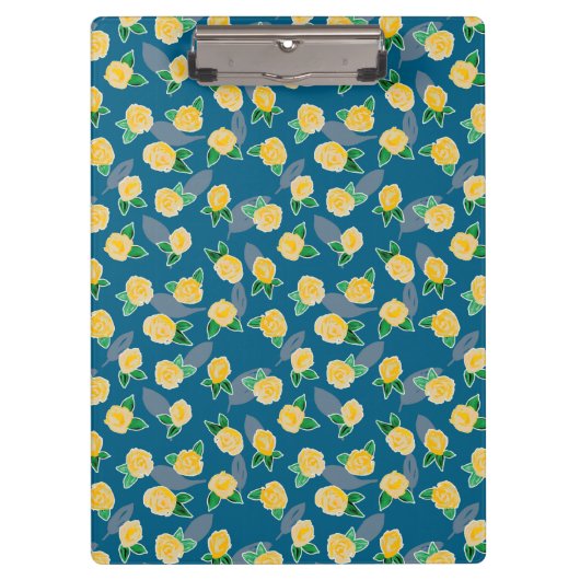Geel Roos op blauw Klembord (Voorkant)