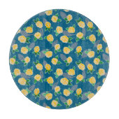 Geel Roos op blauw Snijplank (Voorkant)