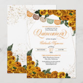 Geel Roos Papel Picado Fiesta Quinceañera Kaart (Voorkant / Achterkant)