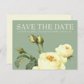 Geel  roos Sage WEDDING bewaar de datum Aankondigingskaart (Voorkant / Achterkant)
