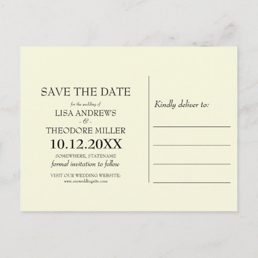 Geel  roos Sage WEDDING bewaar de datum Aankondigingskaart (Achterkant)