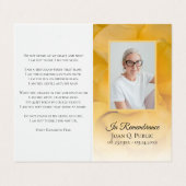 Geel Rose Bloem Begrafenis Gedicht / Gebed Visitekaartje (Buitenkant ongevouwen)