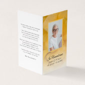 Geel Rose Bloem Begrafenis Gedicht / Gebed Visitekaartje (Buitenkant)