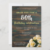 Geel Rose Boeket 80e Verjaardag Bloemenfeest Kaart (Voorkant)