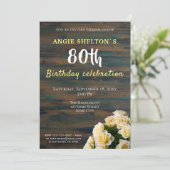 Geel Rose Boeket 80e Verjaardag Bloemenfeest Kaart (Staand voorkant)