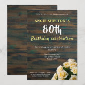 Geel Rose Boeket 80e Verjaardag Bloemenfeest Kaart (Voorkant / Achterkant)