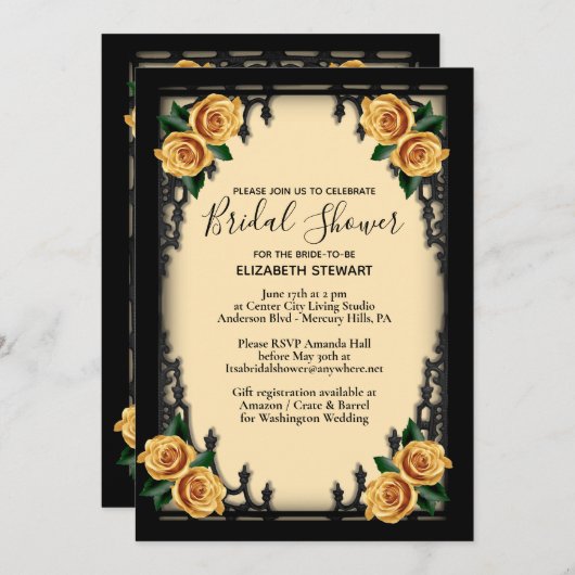 Geel Rose Gotisch Vrijgezellenfeest Geel Kaart (Voorkant / Achterkant)