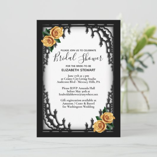 Geel Rose Gotisch Vrijgezellenfeest Kaart (Staand voorkant)