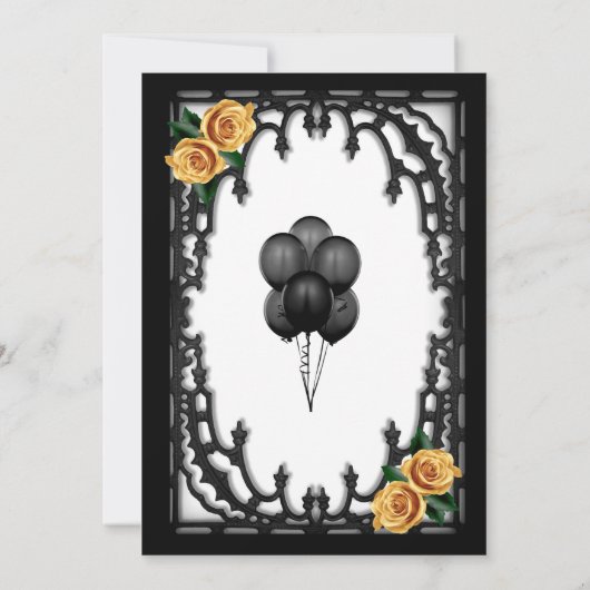 Geel Rose Gotisch Vrijgezellenfeest Kaart (Achterkant)