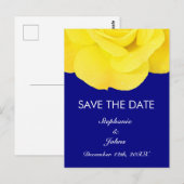 Geel Rose Navy Blue Schattige Save The Date Cool Briefkaart (Voorkant / Achterkant)