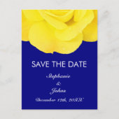 Geel Rose Navy Blue Schattige Save The Date Cool Briefkaart (Voorkant)