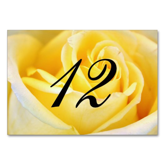 Geel Rose Trouwtafel Nummer Kaart (Voorkant)