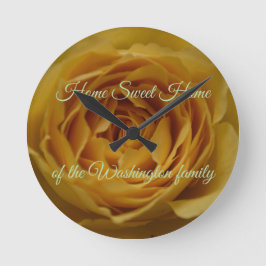 Geel Rose  Wall Clock Ronde Klok