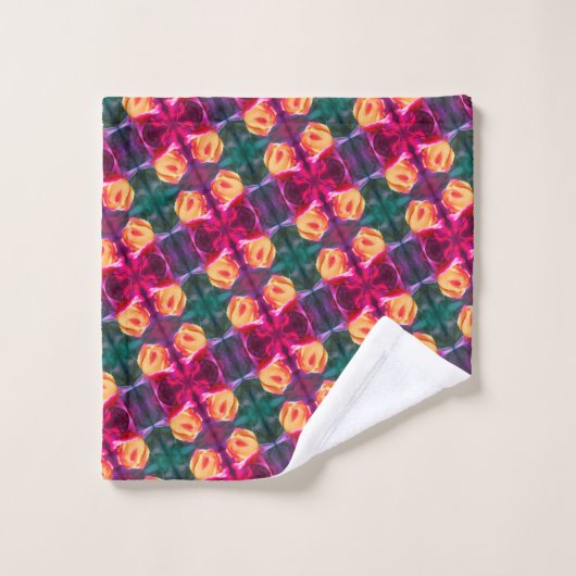 Geel Rosebud Abstract bloemenschilderen Bad Handdoek (Wasdoekje)