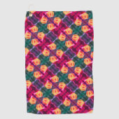 Geel Rosebud Abstract bloemenschilderen Golfhanddoek (Voorkant)