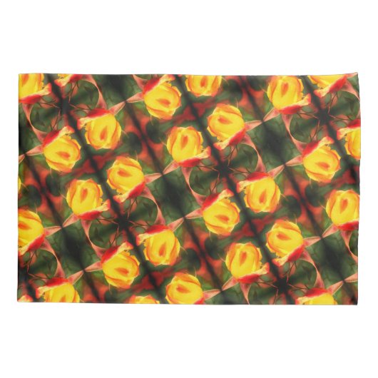 Geel Rosebud Abstract bloemenschilderen Kussensloop (Achterkant)