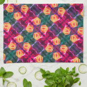 Geel Rosebud Abstract bloemenschilderen Theedoek (Gevouwen)