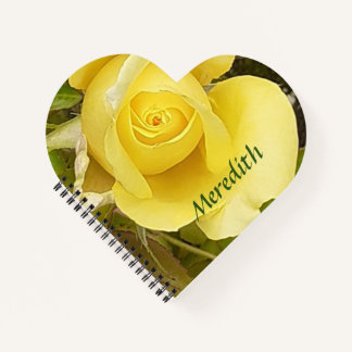 Geel Rosebud Hart Notitieboek