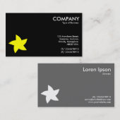 Geel roterend stersymbool - zwart visitekaartje (Voorkant / Achterkant)