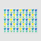 Geel Royal Blue Tulip Waterverf Flowers Tissuepapier (Voorkant)