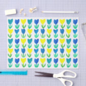Geel Royal Blue Tulip Waterverf Flowers Tissuepapier (Craft)