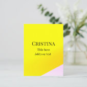 Geel roze abstract voeg naam toe titel tekst patro briefkaart (Staand voorkant)